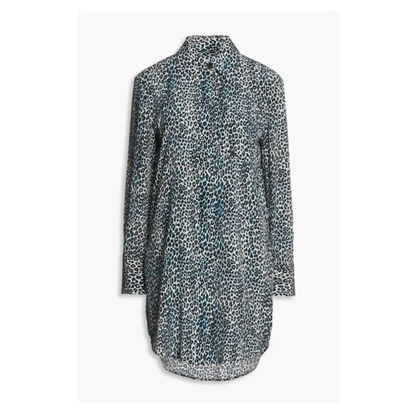 Equipment Femme Scoutt Silk Short Dress True Black Multi Leopard Print XS NWOT - Picture 2 of 7